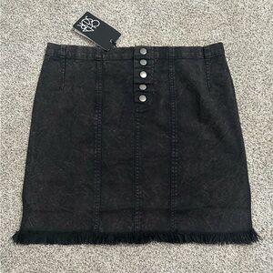 Chaser Black Denim Skirt with Button Detail